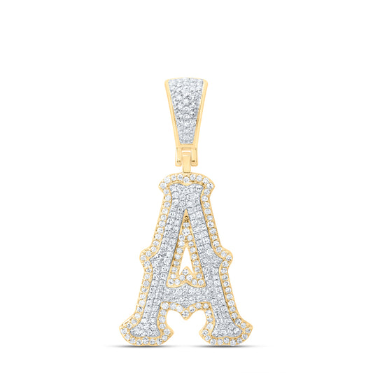 10k Yellow White Gold Natural Diamond Fashion Initial Pendant