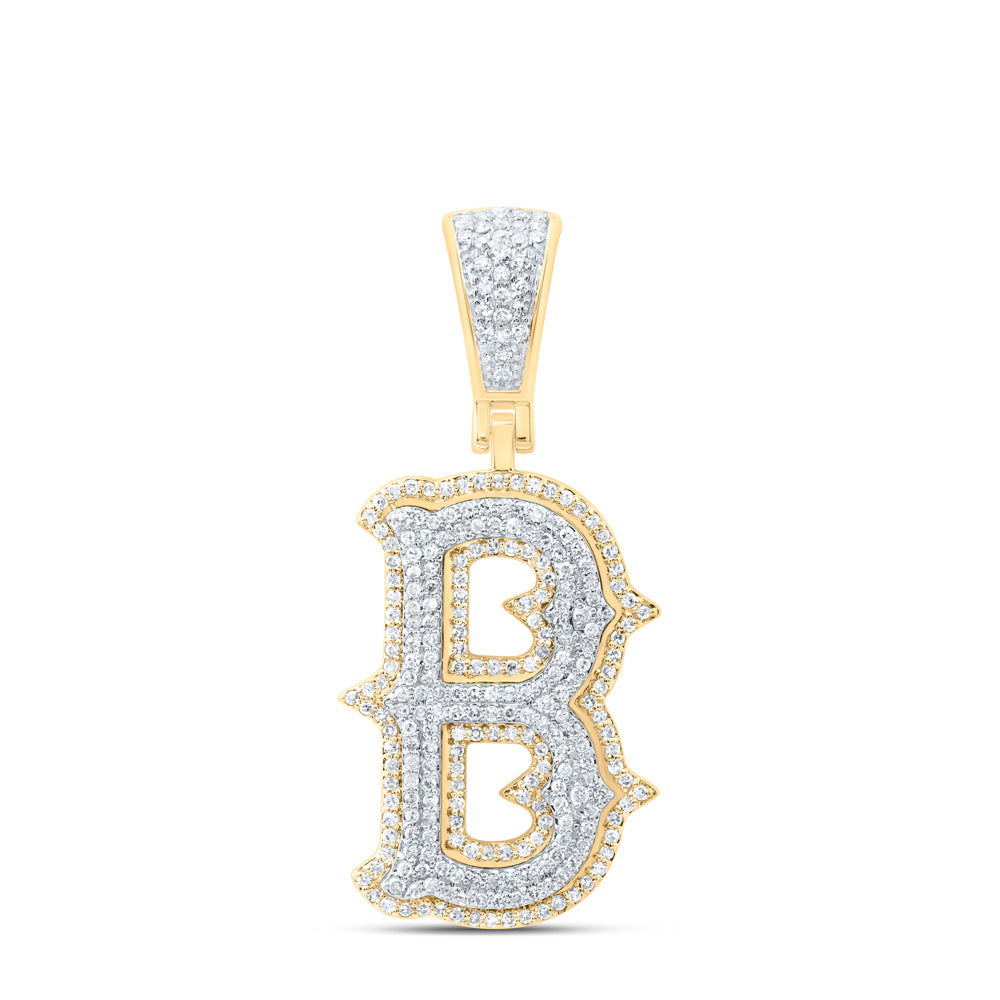 10k Yellow White Gold Natural Diamond Fashion Initial Pendant
