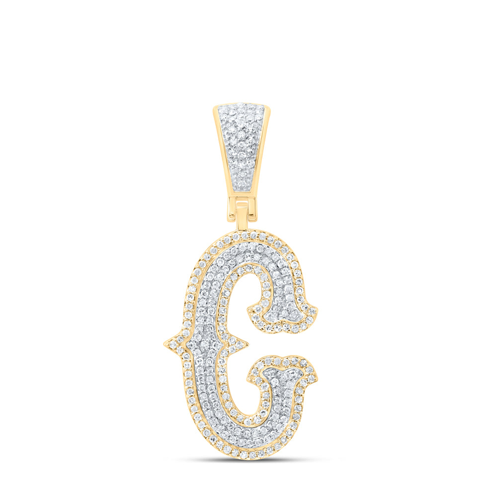 10k Yellow White Gold Natural Diamond Fashion Initial Pendant