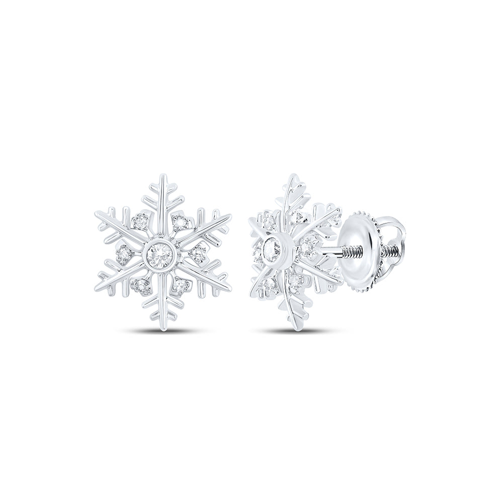 10kt White Gold 1/10 Cttw Natural Diamond Fashion Snow Flake Earring