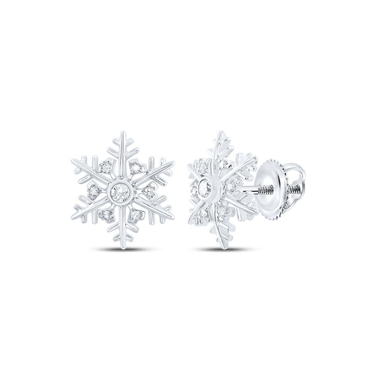 10kt White Gold 1/10 Cttw Natural Diamond Fashion Snow Flake Earring