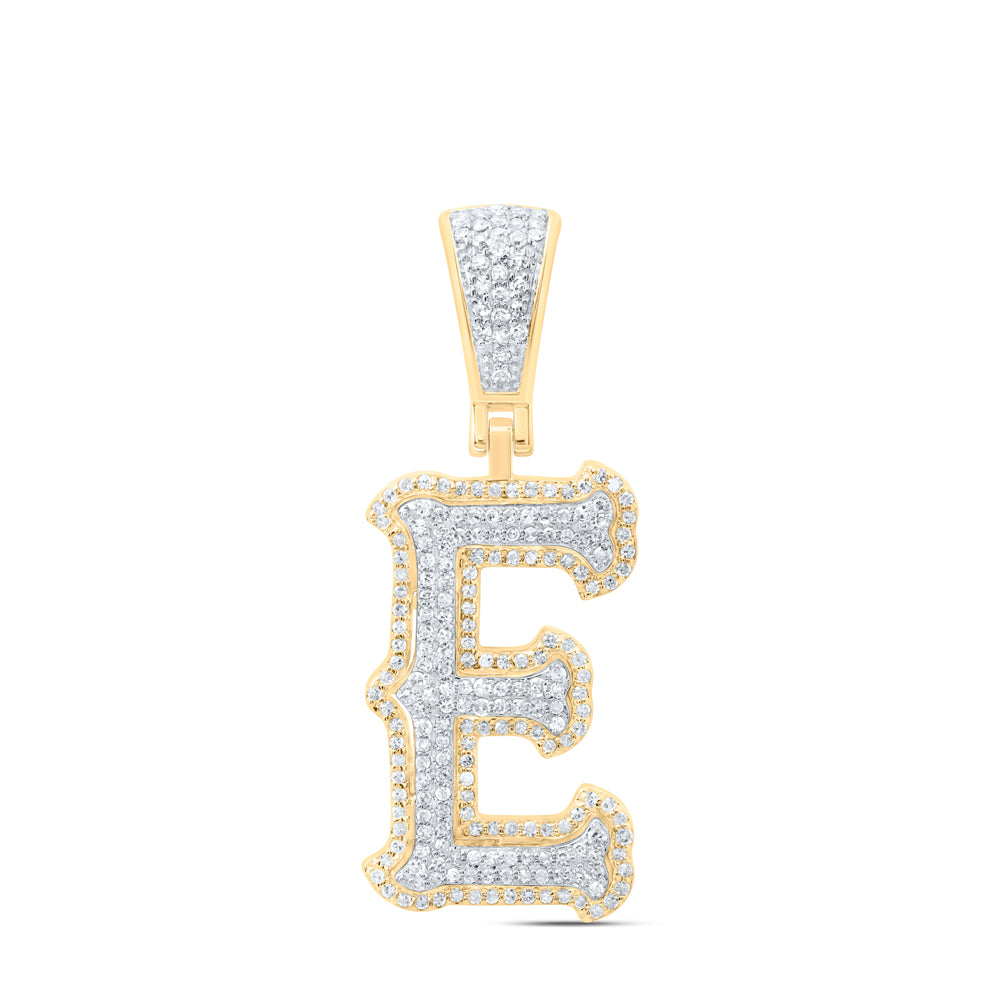 10k Yellow White Gold Natural Diamond Fashion Initial Pendant