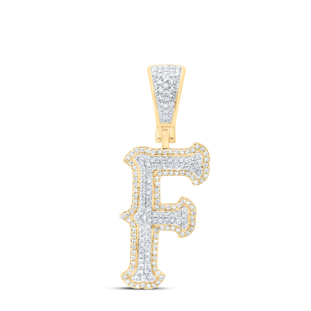 10k Yellow White Gold Natural Diamond Fashion Initial Pendant