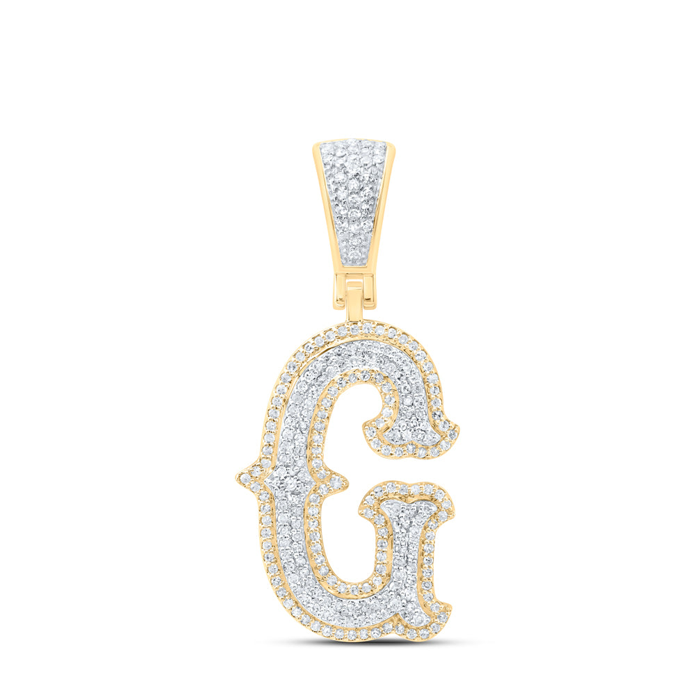 10k Yellow White Gold Natural Diamond Fashion Initial Pendant