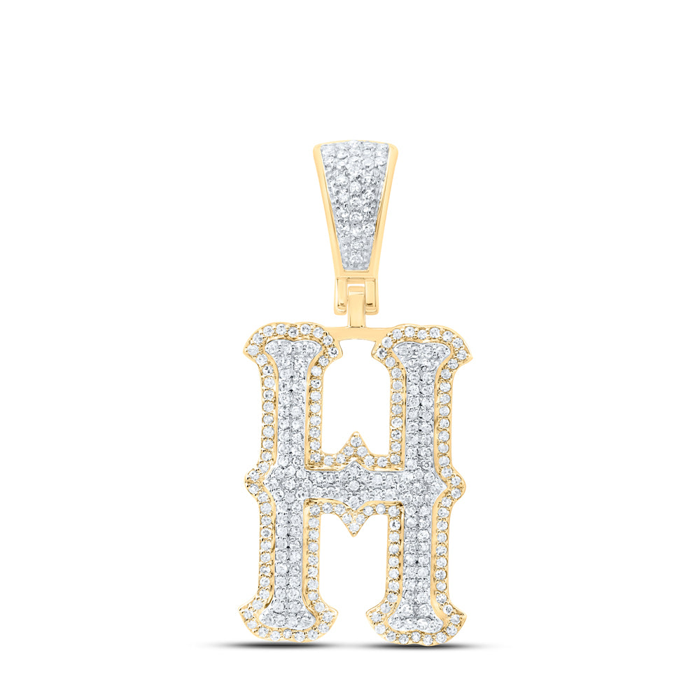 10k Yellow White Gold Natural Diamond Fashion Initial Pendant