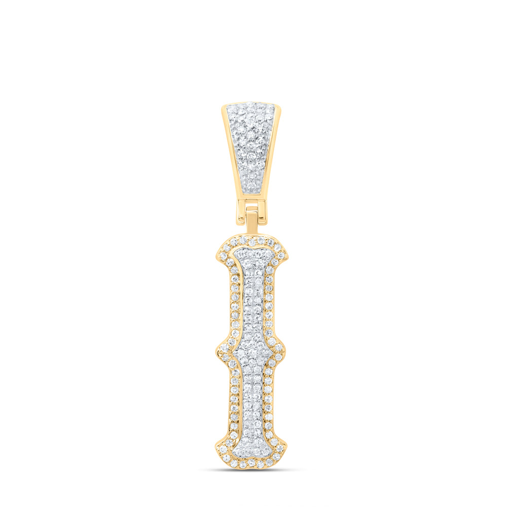 10k Yellow White Gold Natural Diamond Fashion Initial Pendant