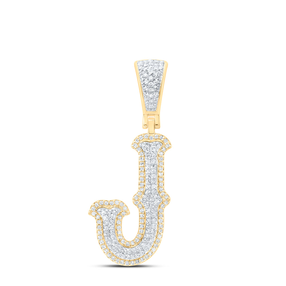 10k Yellow White Gold Natural Diamond Fashion Initial Pendant