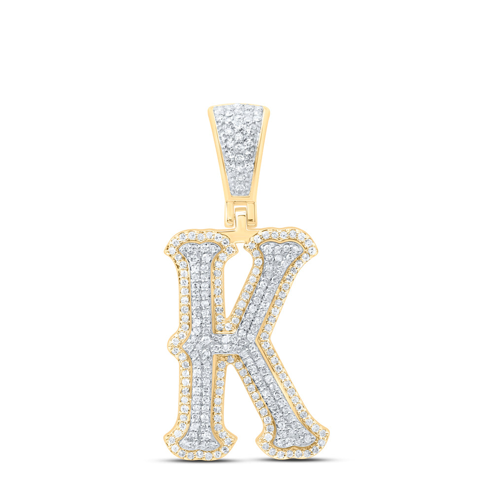 10k Yellow White Gold Natural Diamond Fashion Initial Pendant