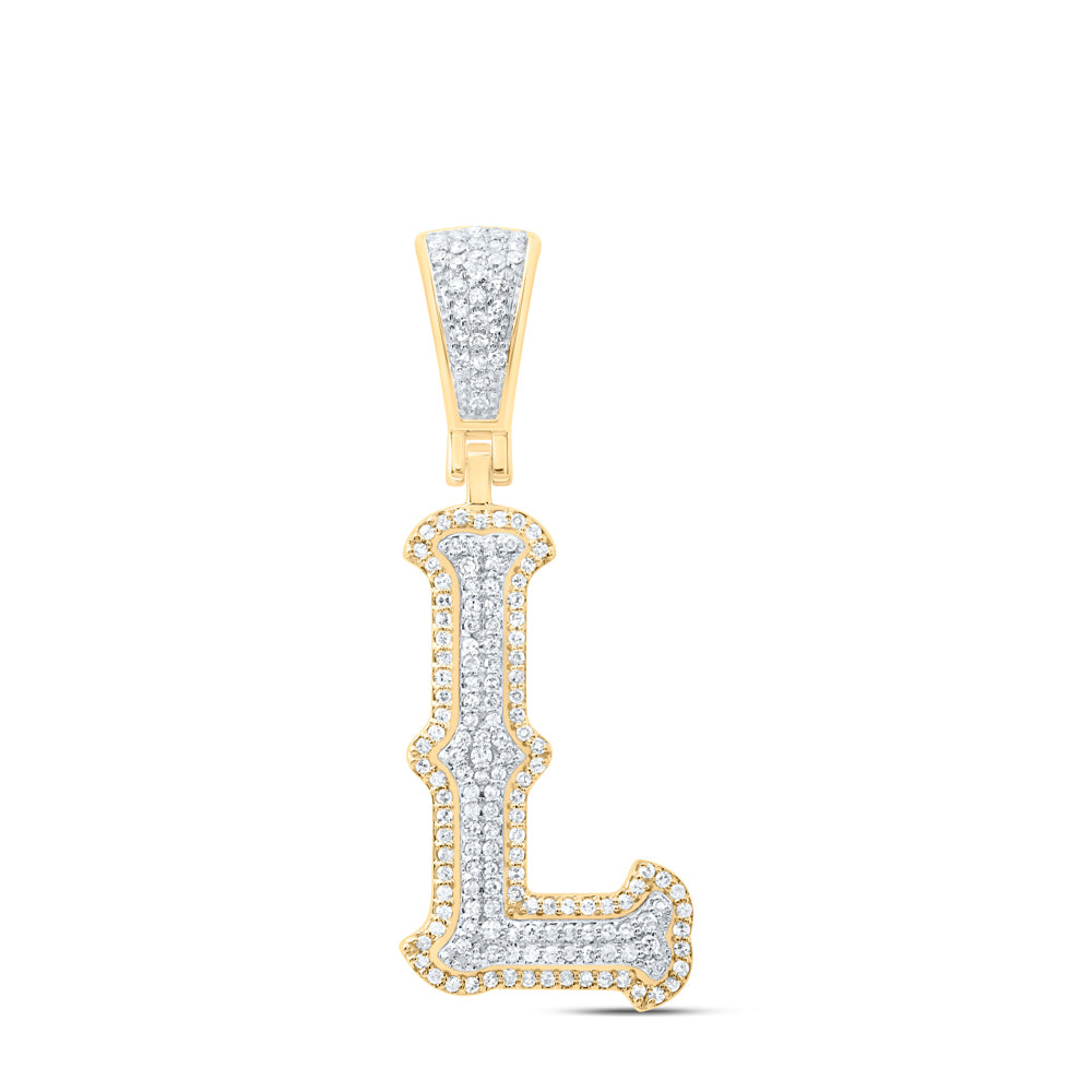 10k Yellow White Gold Natural Diamond Fashion Initial Pendant