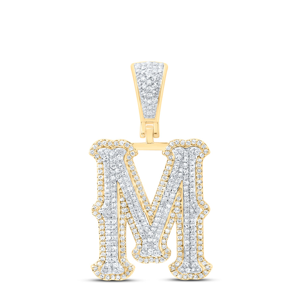 10k Yellow White Gold Natural Diamond Fashion Initial Pendant