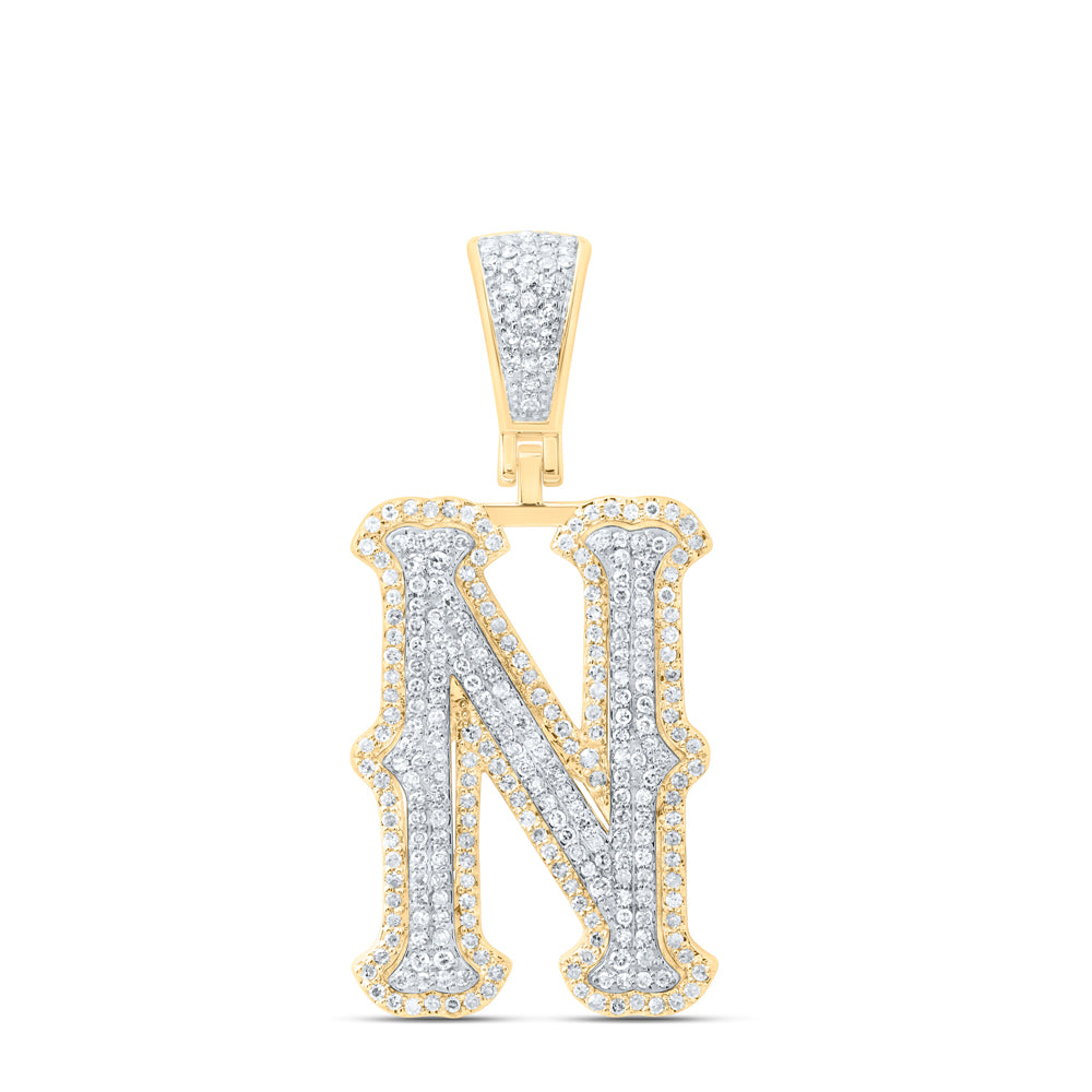 10k Yellow White Gold Natural Diamond Fashion Initial Pendant