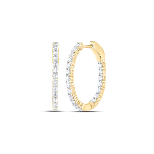 14kt Yellow Gold 1 Cttw Natural Diamond Ana M Fashion Oval Hoop Earring