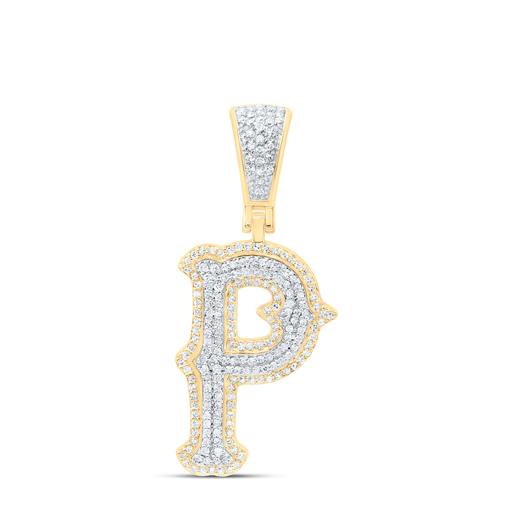 10k Yellow White Gold Natural Diamond Fashion Initial Pendant