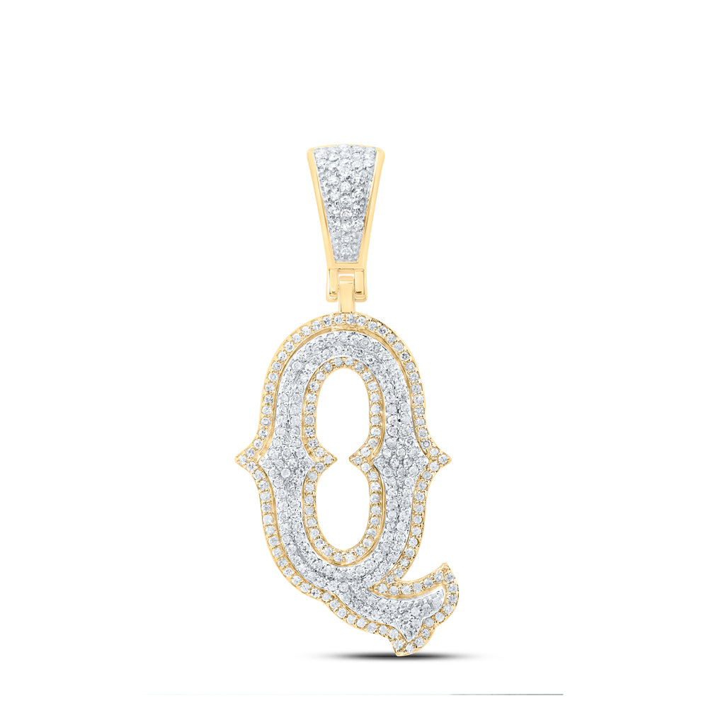 10k Yellow White Gold Natural Diamond Fashion Initial Pendant