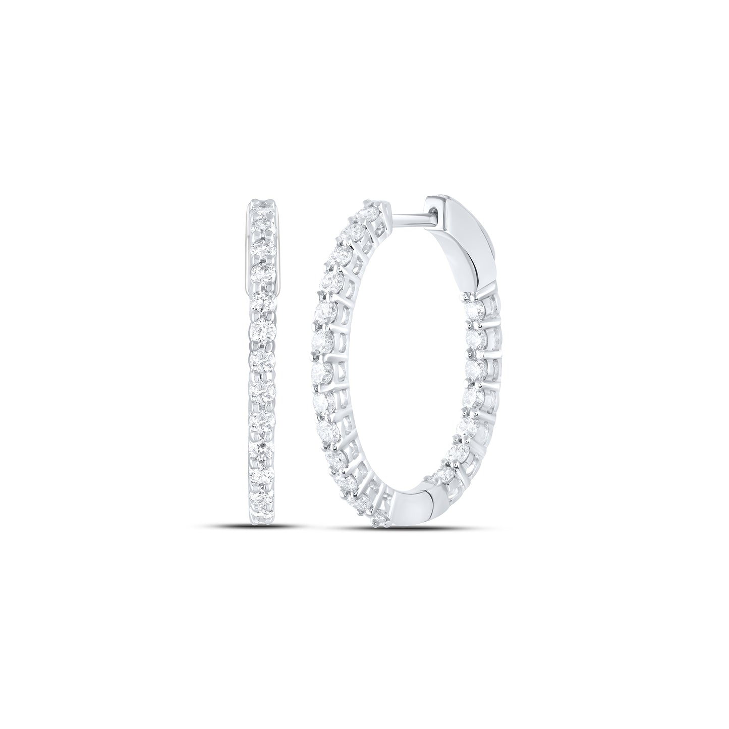 14kt White Gold 1 Cttw Natural Diamond Ana M Fashion Oval Hoop Earring