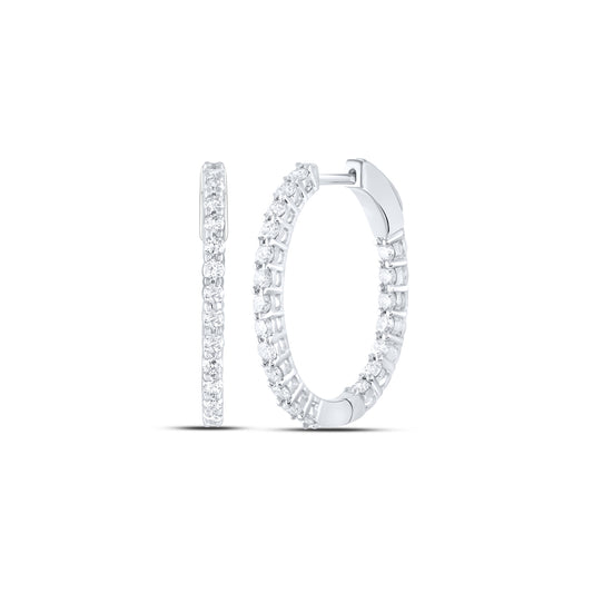 14kt White Gold 1 Cttw Natural Diamond Ana M Fashion Oval Hoop Earring