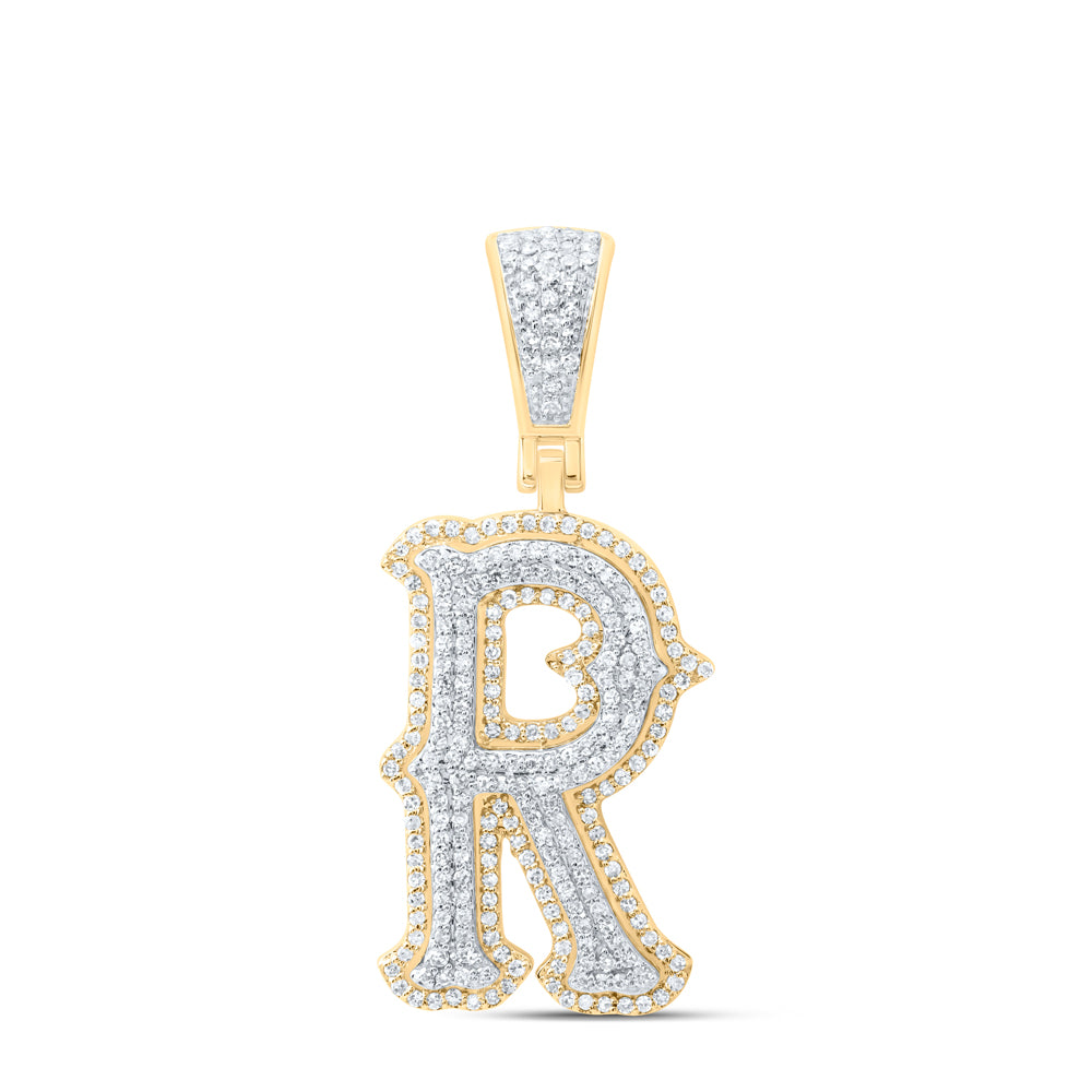 10k Yellow White Gold Natural Diamond Fashion Initial Pendant