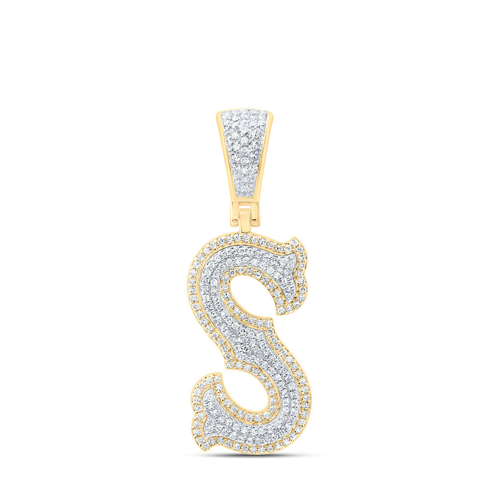 10k Yellow White Gold Natural Diamond Fashion Initial Pendant