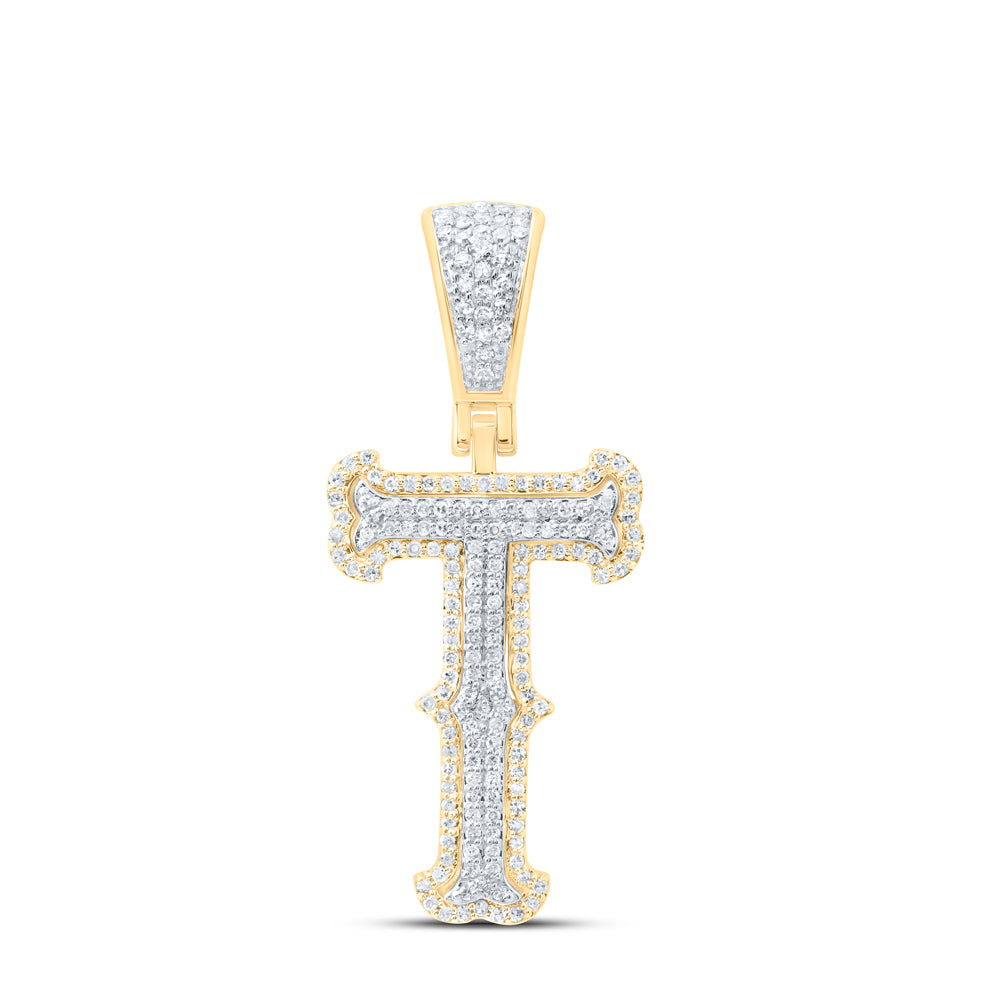 10k Yellow White Gold Natural Diamond Fashion Initial Pendant