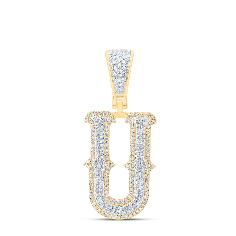10k Yellow White Gold Natural Diamond Fashion Initial Pendant