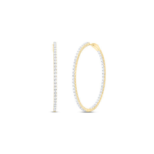 14kt Yellow Gold 3 Cttw Natural Diamond Ana M Fashion Oval Hoop Earring