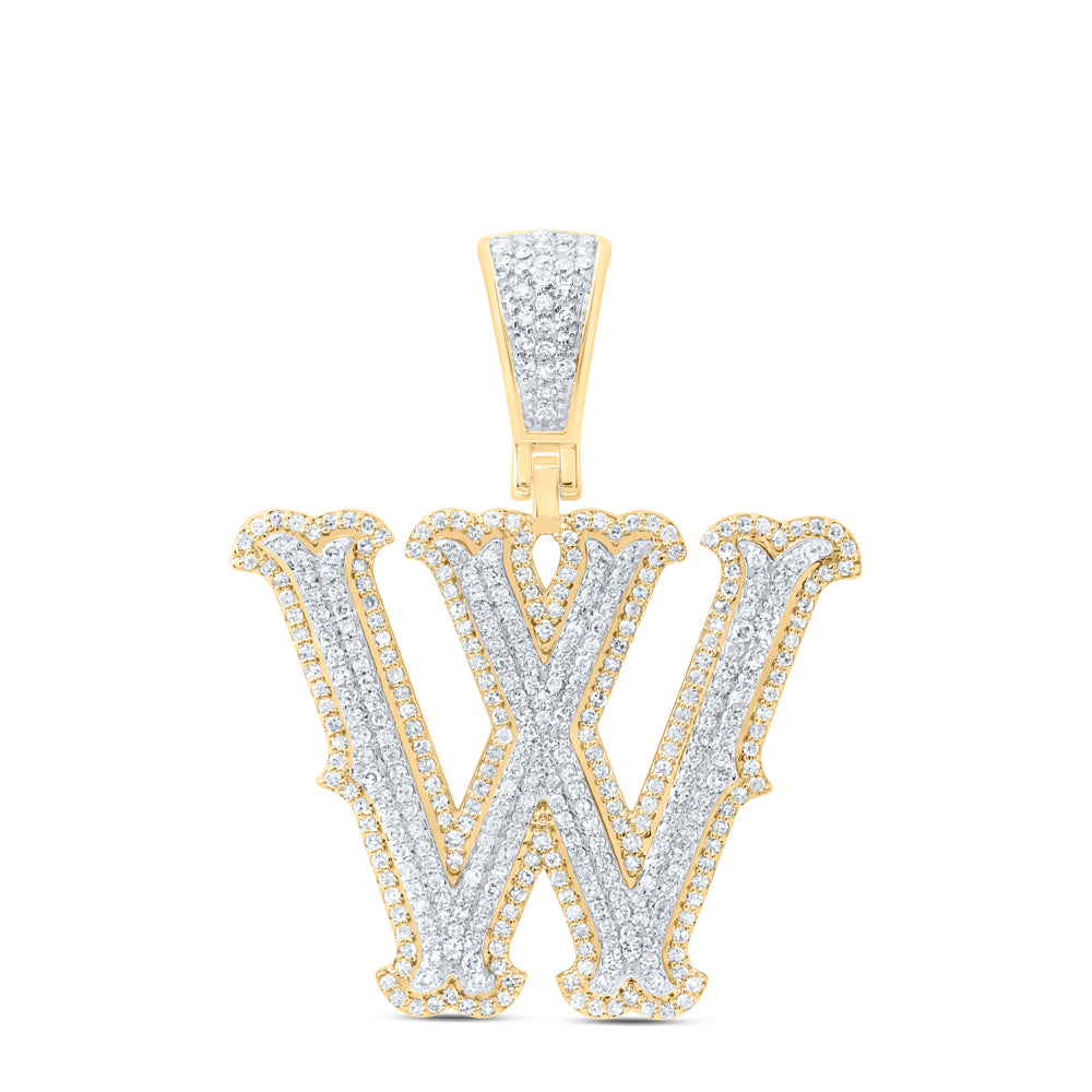 10k Yellow White Gold Natural Diamond Fashion Initial Pendant
