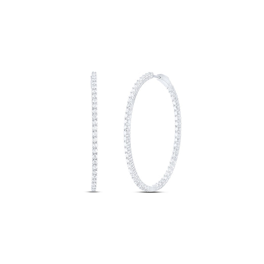14kt White Gold 3 Cttw Natural Diamond Ana M Fashion Oval Hoop Earring