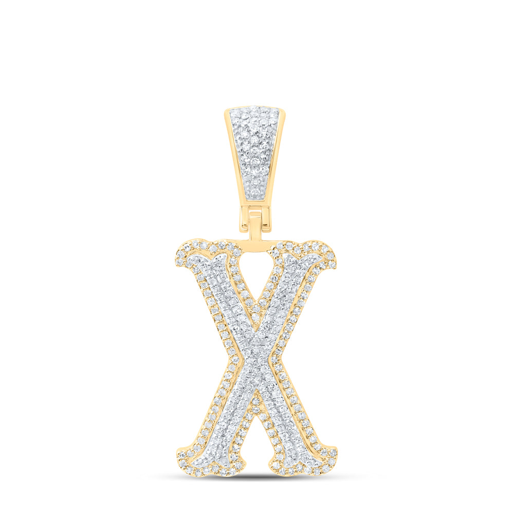10k Yellow White Gold Natural Diamond Fashion Initial Pendant