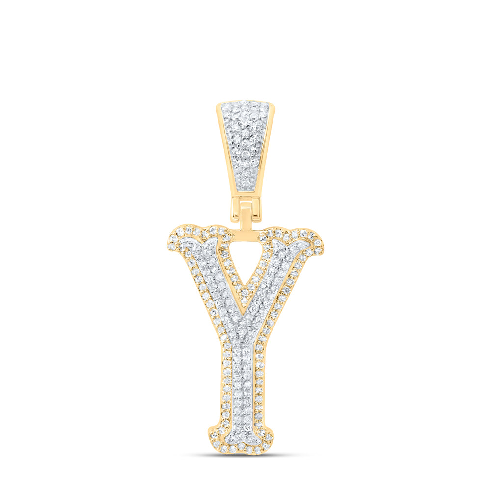 10k Yellow White Gold Natural Diamond Fashion Initial Pendant