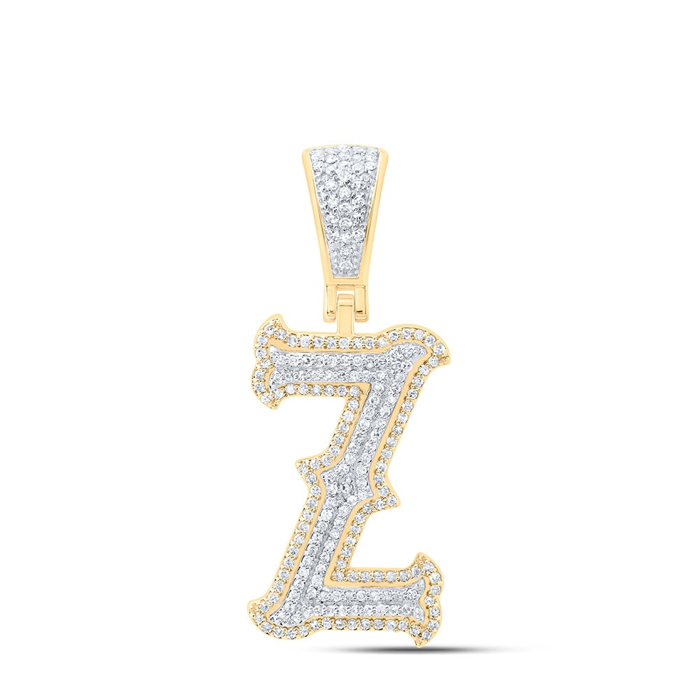 10k Yellow White Gold Natural Diamond Fashion Initial Pendant