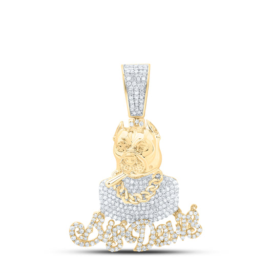 10kt Yellow Gold 1 1/3 Cttw Natural Diamond Big Dawg Mens Charm
