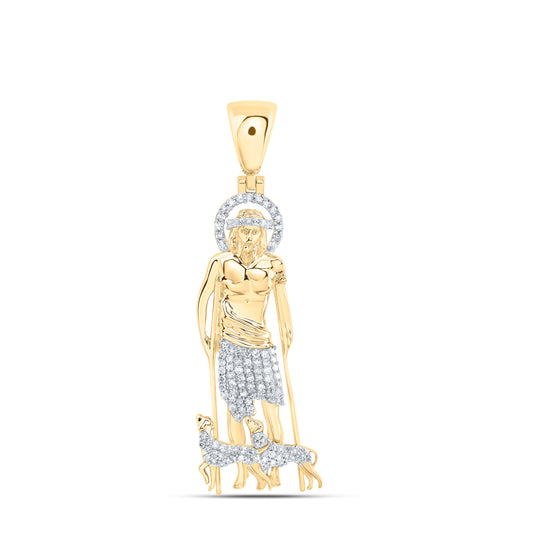 10kt Yellow Gold 3/8 Cttw Natural Diamond St Lazaro Mens Charm