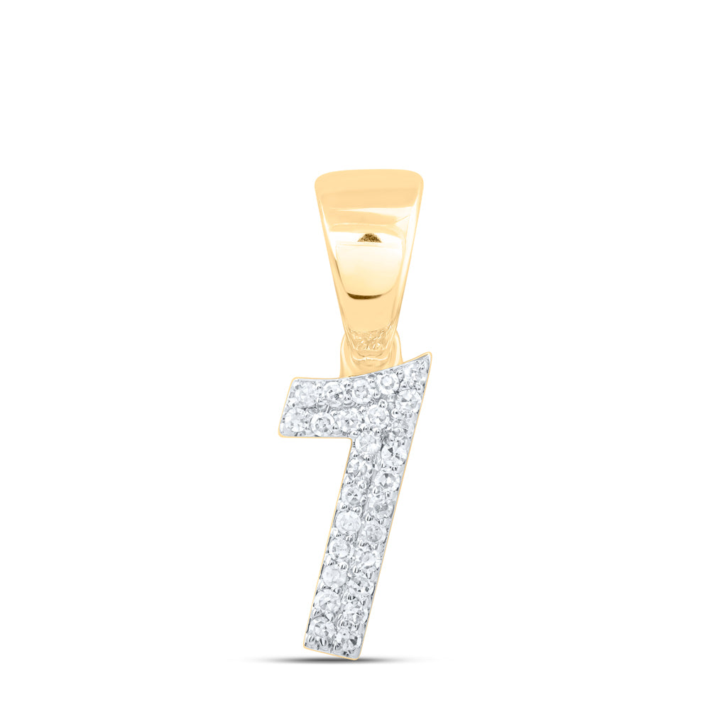 10kt Yellow Gold Diamond Number Fashion Pendant
