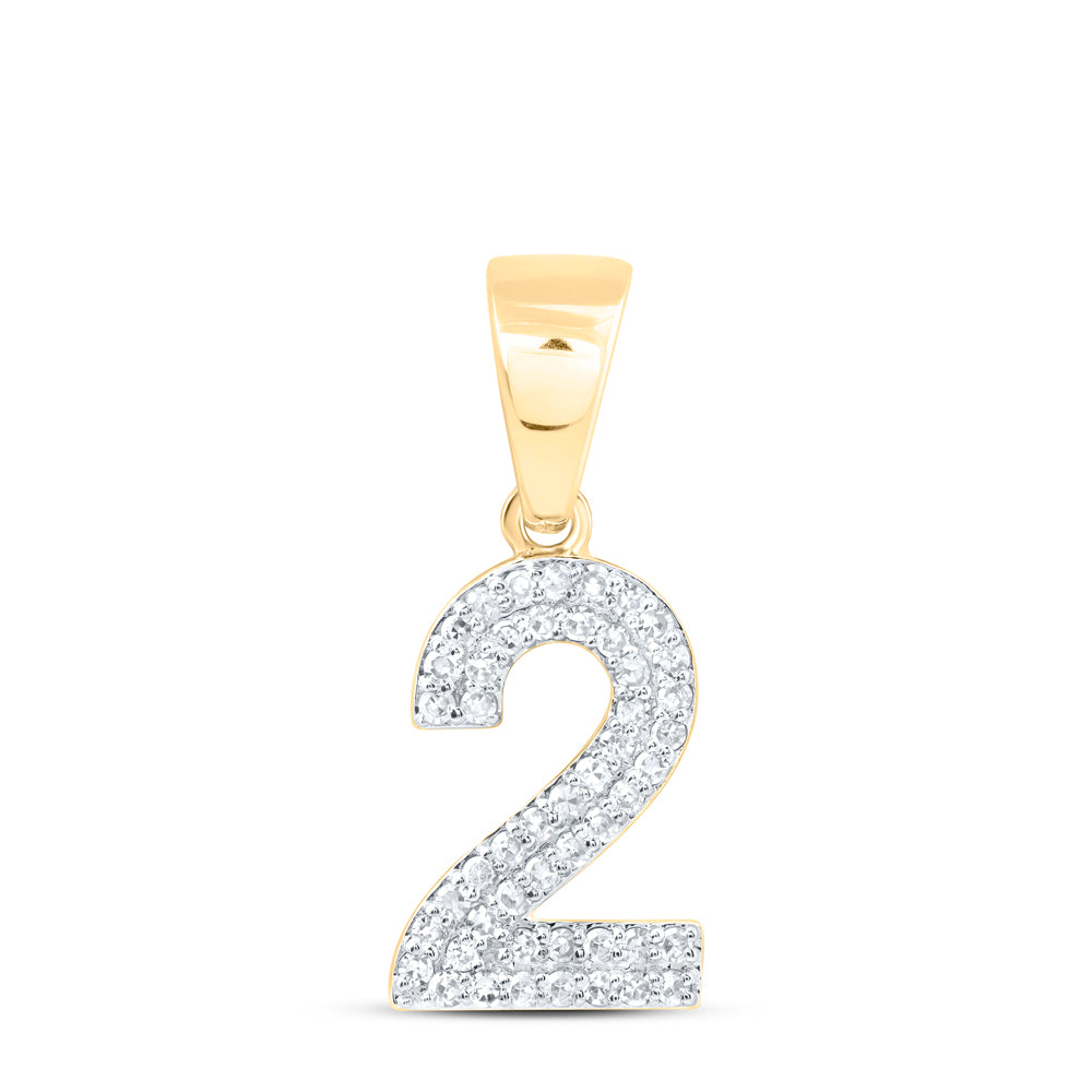 10kt Yellow Gold Diamond Number Fashion Pendant