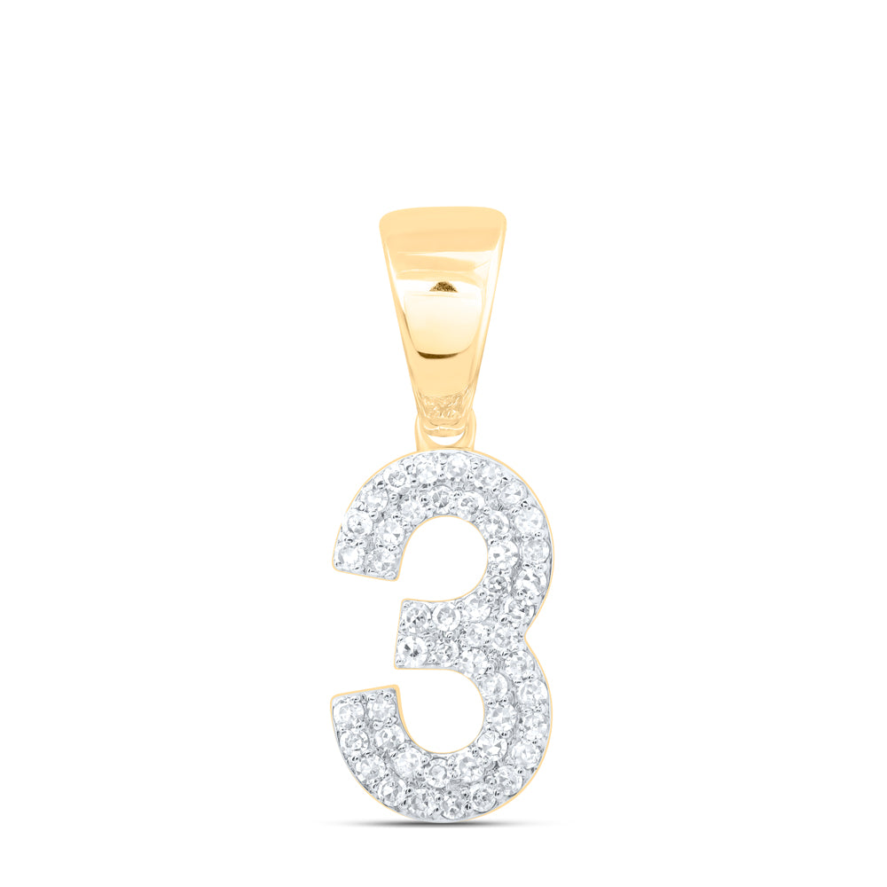 10kt Yellow Gold Diamond Number Fashion Pendant