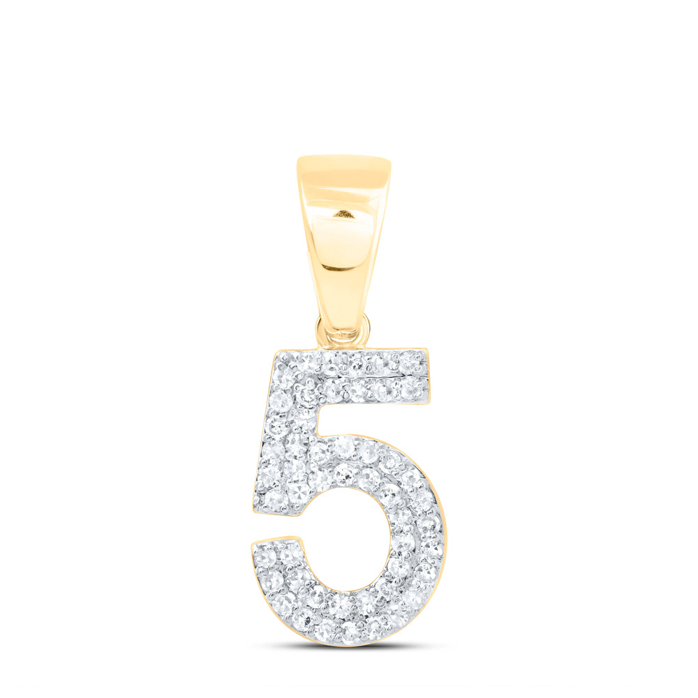 10kt Yellow Gold Diamond Number Fashion Pendant