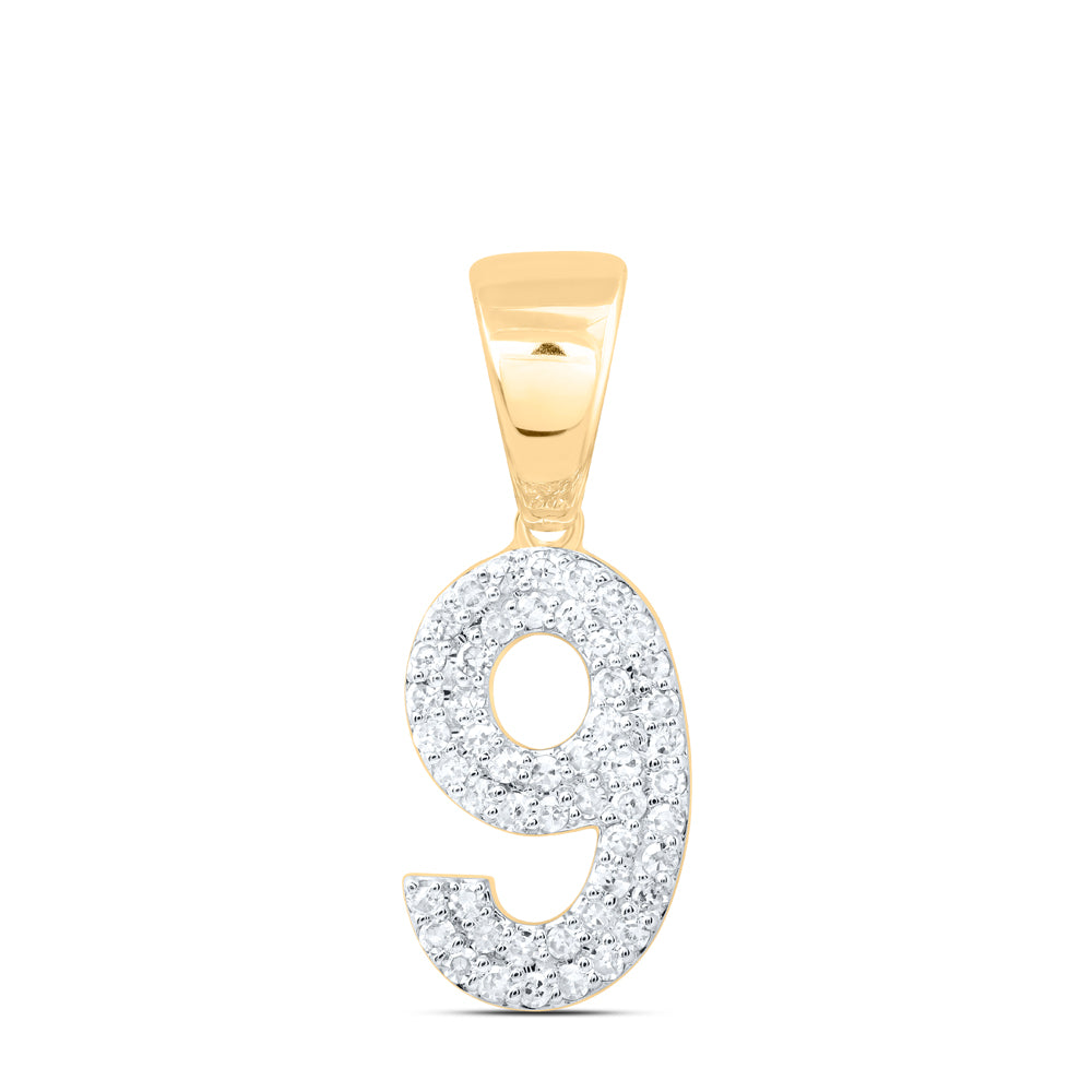 10kt Yellow Gold Diamond Number Fashion Pendant