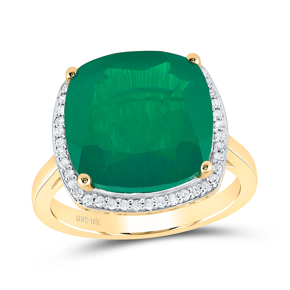 10kt Yellow Or White Or Rose Gold Natural Diamond 13x13 Mm Cu Synthetic Wedding Engagement Anniversary Ring