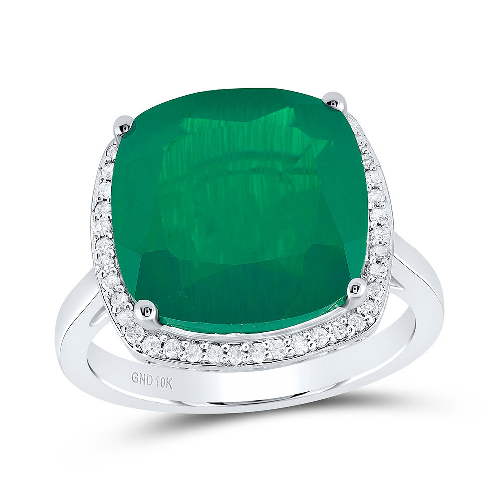 10kt Yellow Or White Or Rose Gold Natural Diamond 13x13 Mm Cu Synthetic Wedding Engagement Anniversary Ring