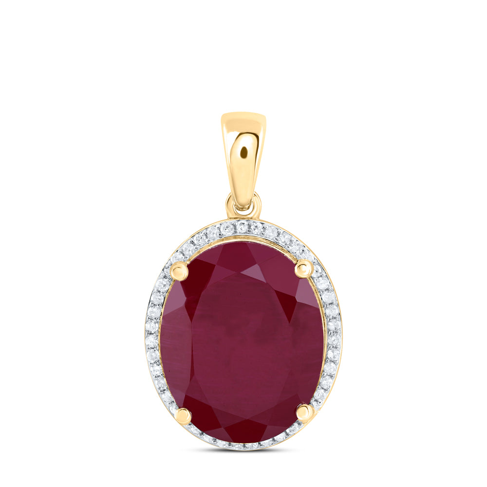 10kt Yellow Or White Or Rose Gold Natural Diamond 15x12 Mm Oval Synthetic Pendant