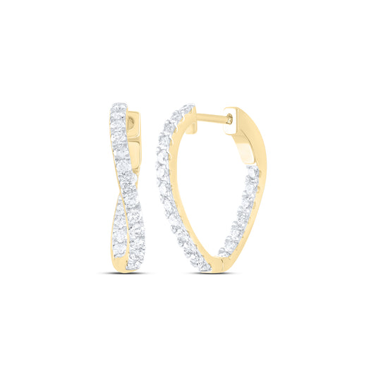 14kt Yellow Gold 1 Cttw Natural Diamond Ana M Fashion Oval Hoop Earring