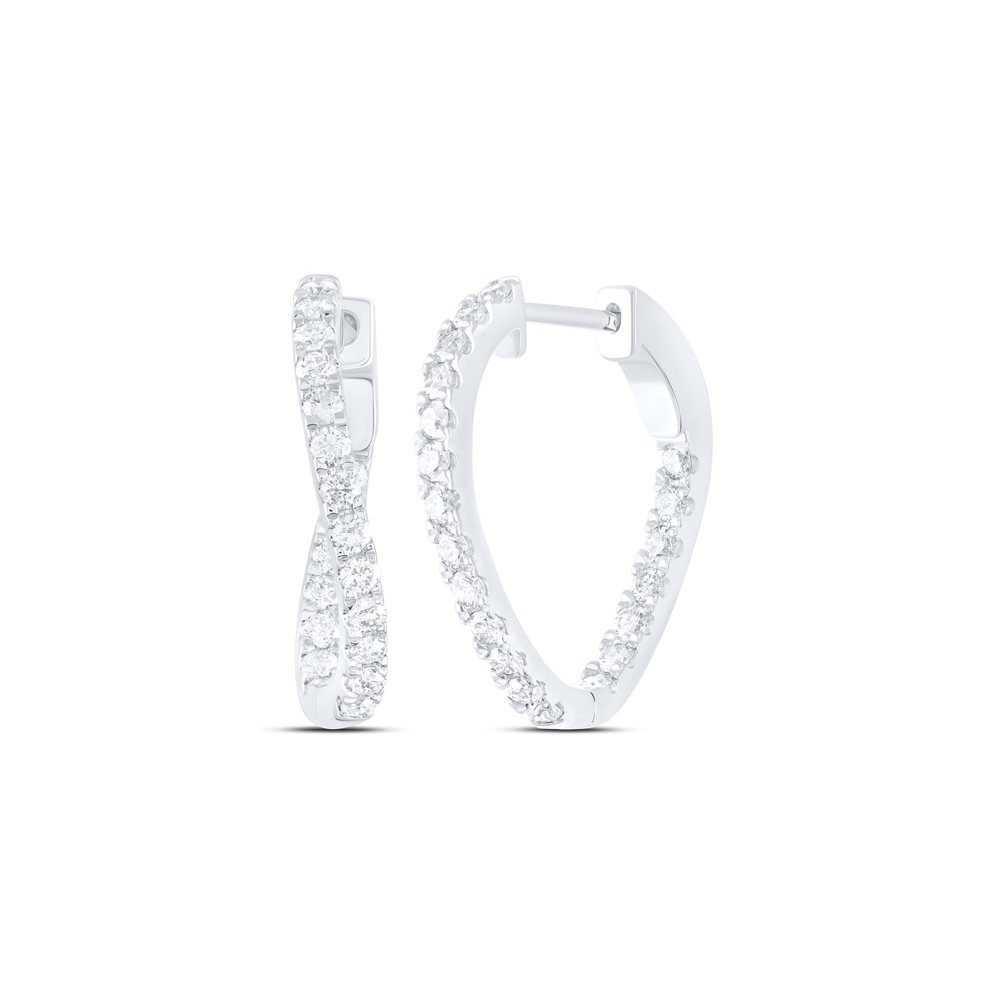 14kt White Gold 1 Cttw Natural Diamond Ana M Fashion Oval Hoop Earring