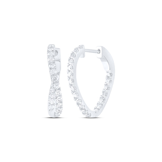 14kt White Gold 1 Cttw Natural Diamond Ana M Fashion Oval Hoop Earring