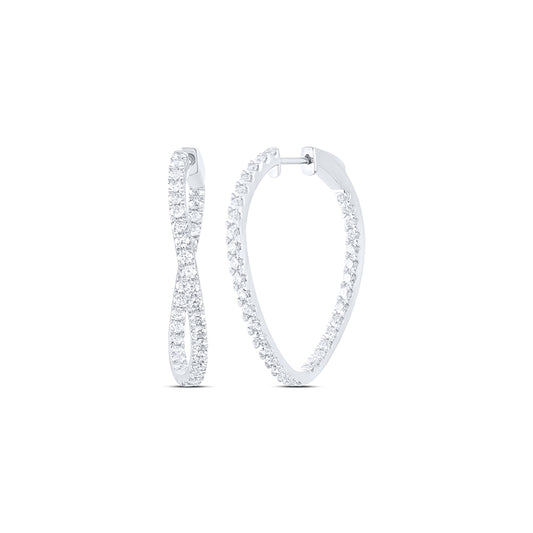 14kt White Gold 2 Cttw Natural Diamond Ana M Fashion Oval Hoop Earring
