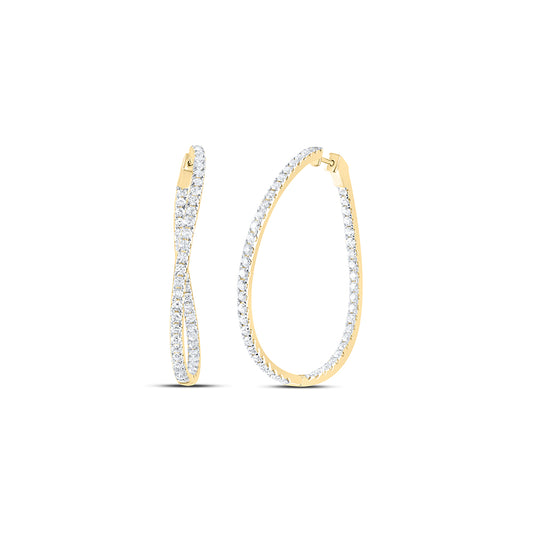 14kt Yellow Gold 3 Cttw Natural Diamond Ana M Fashion Oval Hoop Earring