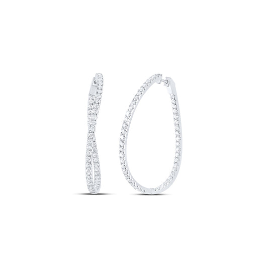 14kt White Gold 3 Cttw Natural Diamond Ana M Fashion Oval Hoop Earring