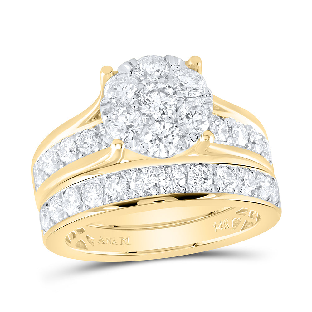 14kt Yellow Gold 2 Cttw Natural Diamond Ana M Wedding Engagement Anniversary Bridal Set, Women Size: 5-9
