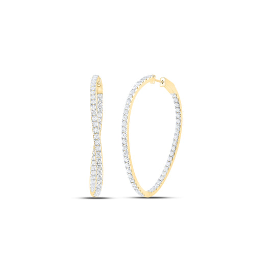 14kt Yellow Gold 4 Cttw Natural Diamond Ana M Fashion Oval Hoop Earring