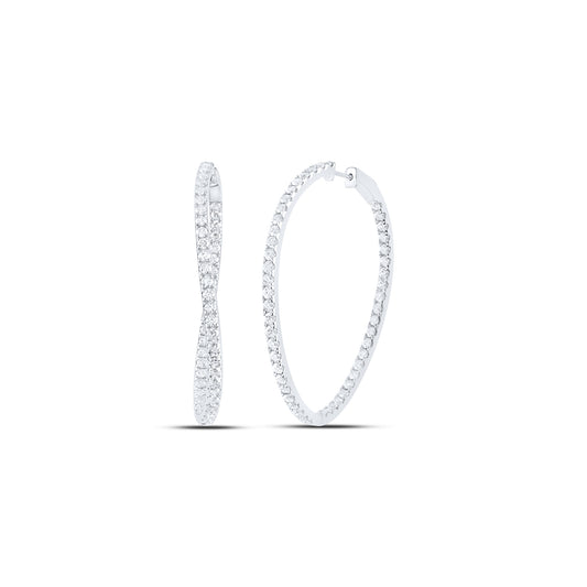 14kt White Gold 4 Cttw Natural Diamond Ana M Fashion Oval Hoop Earring
