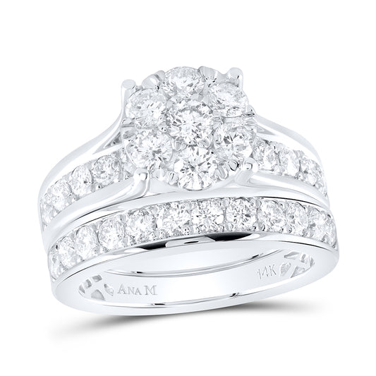 14kt White Gold 2 Cttw Natural Diamond Ana M Wedding Engagement Anniversary Bridal Set, Women Size: 5-9